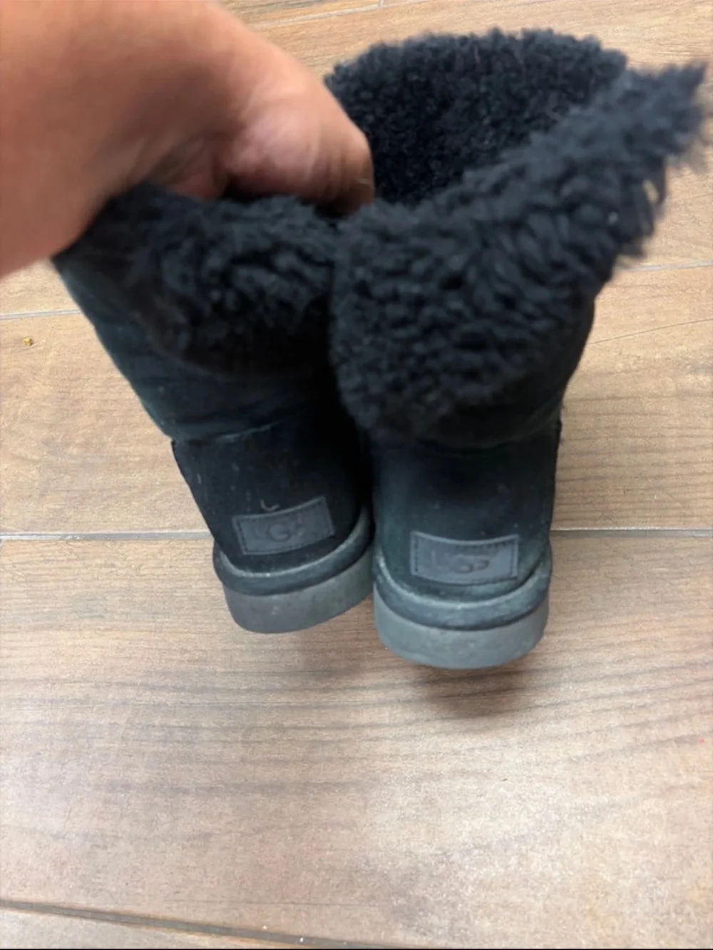 UGG Black Sheepskin Cuffed Suede Winter Boots